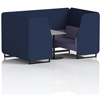 Brixworth 4 Seater Booth with Table, Black Legs, Grey/Black Table, Synergy Fabric, Alike Panels And Order Sofa