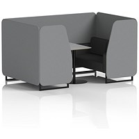 Brixworth 4 Seater Booth with Table, Black Legs, Grey/Black Table, Synergy Fabric, Partner Panels And Mix Sofa