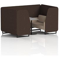 Brixworth 4 Seater Booth with Table, Black Legs, Grey/Black Table, Synergy Fabric, Wed Panels And Affix Sofa