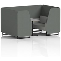 Brixworth 4 Seater Booth with Table, Black Legs, Grey/Black Table, Sumi Fabric, Kobe Panels And Tokyo Sofa