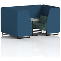 Brixworth 4 Seater Booth with Table, Black Legs, Grey/Black Table, Sumi Fabric, Uto Panels And Handa Sofa