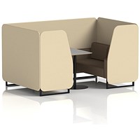Brixworth 4 Seater Booth with Table, Black Legs, Grey/Black Table, Sumi Fabric, Zen Panels And Osaka Sofa