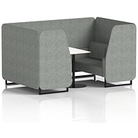 Brixworth 4 Seater Booth with Table, Black Legs, White/Black Table, Rivet Fabric, Prime Panels And Sofa