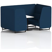 Brixworth 4 Seater Booth with Table, Black Legs, White/Black Table, X2 Fabric, Calculus Panels And Sofa