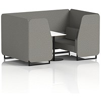 Brixworth 4 Seater Booth with Table, Black Legs, White/Black Table, X2 Fabric, Number Panels And Sofa