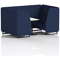 Brixworth 4 Seater Booth with Table, Black Legs, White/Black Table, Synergy Fabric, Alike Panels And Sofa