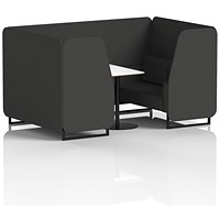 Brixworth 4 Seater Booth with Table, Black Legs, White/Black Table, Synergy Fabric, Mix Panels And Sofa