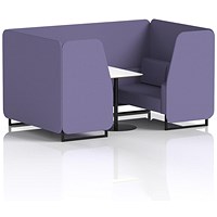 Brixworth 4 Seater Booth with Table, Black Legs, White/Black Table, Synergy Fabric, Order Panels And Sofa