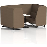 Brixworth 4 Seater Booth with Table, Black Legs, White/Black Table, Sumi Fabric, Osaka Panels And Sofa
