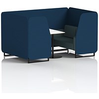 Brixworth 4 Seater Booth with Table, Black Legs, White/Black Table, X2 Fabric, Calculus Panels And Polygon Sofa