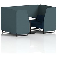 Brixworth 4 Seater Booth with Table, Black Legs, White/Black Table, X2 Fabric, Polygon Panels And Calculus Sofa