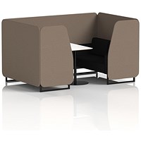 Brixworth 4 Seater Booth with Table, Black Legs, White/Black Table, X2 Fabric, Theory Panels And Diameter Sofa