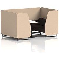 Brixworth 4 Seater Booth with Table, Black Legs, White/Black Table, Synergy Fabric, Affix Panels And Wed Sofa