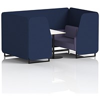 Brixworth 4 Seater Booth with Table, Black Legs, White/Black Table, Synergy Fabric, Alike Panels And Order Sofa