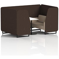 Brixworth 4 Seater Booth with Table, Black Legs, White/Black Table, Synergy Fabric, Wed Panels And Affix Sofa