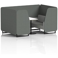 Brixworth 4 Seater Booth with Table, Black Legs, White/Black Table, Sumi Fabric, Kobe Panels And Tokyo Sofa