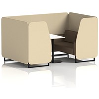 Brixworth 4 Seater Booth with Table, Black Legs, White/Black Table, Sumi Fabric, Zen Panels And Osaka Sofa