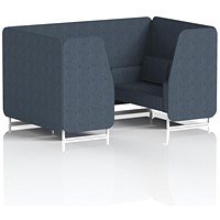 Brixworth 4 Seater Booth, White Legs, Rivet Fabric, Crucible Panels And Sofa