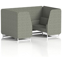 Brixworth 4 Seater Booth, White Legs, Rivet Fabric, Vitreous Panels And Sofa