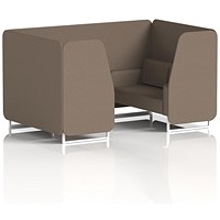 Brixworth 4 Seater Booth, White Legs, X2 Fabric, Theory Panels And Sofa