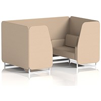 Brixworth 4 Seater Booth, White Legs, Synergy Fabric, Affix Panels And Sofa