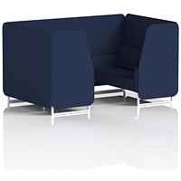 Brixworth 4 Seater Booth, White Legs, Synergy Fabric, Alike Panels And Sofa