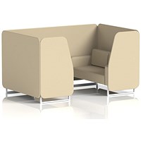 Brixworth 4 Seater Booth, White Legs, Sumi Fabric, Zen Panels And Sofa