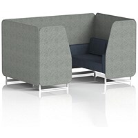 Brixworth 4 Seater Booth, White Legs, Rivet Fabric, Prime Panels And Crucible Sofa