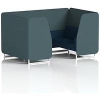 Brixworth 4 Seater Booth, White Legs, X2 Fabric, Polygon Panels And Calculus Sofa