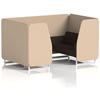 Brixworth 4 Seater Booth, White Legs, Synergy Fabric, Affix Panels And Wed Sofa