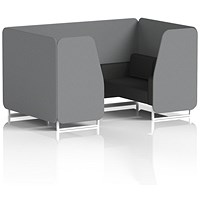 Brixworth 4 Seater Booth, White Legs, Synergy Fabric, Partner Panels And Mix Sofa