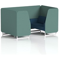 Brixworth 4 Seater Booth, White Legs, Sumi Fabric, Handa Panels And Uto Sofa