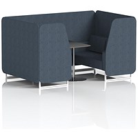 Brixworth 4 Seater Booth with Table, White Legs, Black/Silver Table, Rivet Fabric, Crucible Panels And Sofa