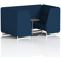 Brixworth 4 Seater Booth with Table, White Legs, Black/Silver Table, X2 Fabric, Calculus Panels And Sofa