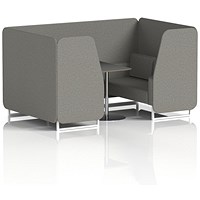 Brixworth 4 Seater Booth with Table, White Legs, Black/Silver Table, X2 Fabric, Number Panels And Sofa