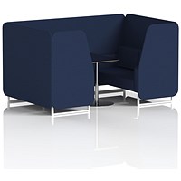 Brixworth 4 Seater Booth with Table, White Legs, Black/Silver Table, Synergy Fabric, Alike Panels And Sofa