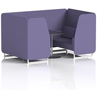 Brixworth 4 Seater Booth with Table, White Legs, Black/Silver Table, Synergy Fabric, Order Panels And Sofa