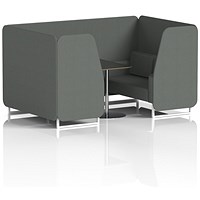 Brixworth 4 Seater Booth with Table, White Legs, Black/Silver Table, Sumi Fabric, Kobe Panels And Sofa