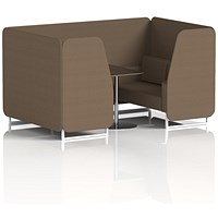 Brixworth 4 Seater Booth with Table, White Legs, Black/Silver Table, Sumi Fabric, Osaka Panels And Sofa