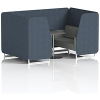 Brixworth 4 Seater Booth with Table, White Legs, Black/Silver Table, Rivet Fabric, Crucible Panels And Prime Sofa