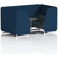 Brixworth 4 Seater Booth with Table, White Legs, Black/Silver Table, X2 Fabric, Calculus Panels And Polygon Sofa