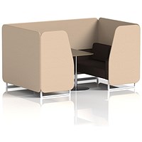 Brixworth 4 Seater Booth with Table, White Legs, Black/Silver Table, Synergy Fabric, Affix Panels And Wed Sofa