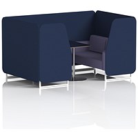 Brixworth 4 Seater Booth with Table, White Legs, Black/Silver Table, Synergy Fabric, Alike Panels And Order Sofa