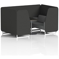Brixworth 4 Seater Booth with Table, White Legs, Black/Silver Table, Synergy Fabric, Mix Panels And Partner Sofa