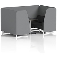 Brixworth 4 Seater Booth with Table, White Legs, Black/Silver Table, Synergy Fabric, Partner Panels And Mix Sofa