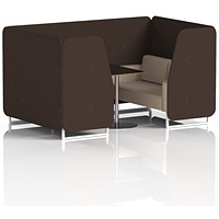 Brixworth 4 Seater Booth with Table, White Legs, Black/Silver Table, Synergy Fabric, Wed Panels And Affix Sofa