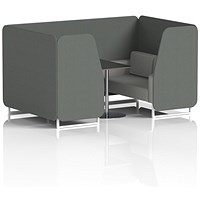 Brixworth 4 Seater Booth with Table, White Legs, Black/Silver Table, Sumi Fabric, Kobe Panels And Tokyo Sofa
