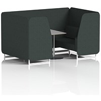 Brixworth 4 Seater Booth with Table, White Legs, Grey/Silver Table, Rivet Fabric, Charcoal Panels And Sofa