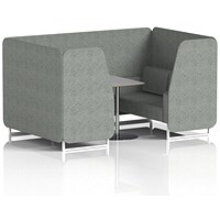 Brixworth 4 Seater Booth with Table, White Legs, Grey/Silver Table, Rivet Fabric, Prime Panels And Sofa