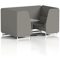 Brixworth 4 Seater Booth with Table, White Legs, Grey/Silver Table, X2 Fabric, Number Panels And Sofa